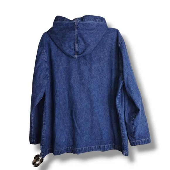 Vintage Bill Blass Women's Jean Jacket Hoodie Front Zip Pockets LS Size 1X - Picture 2 of 12